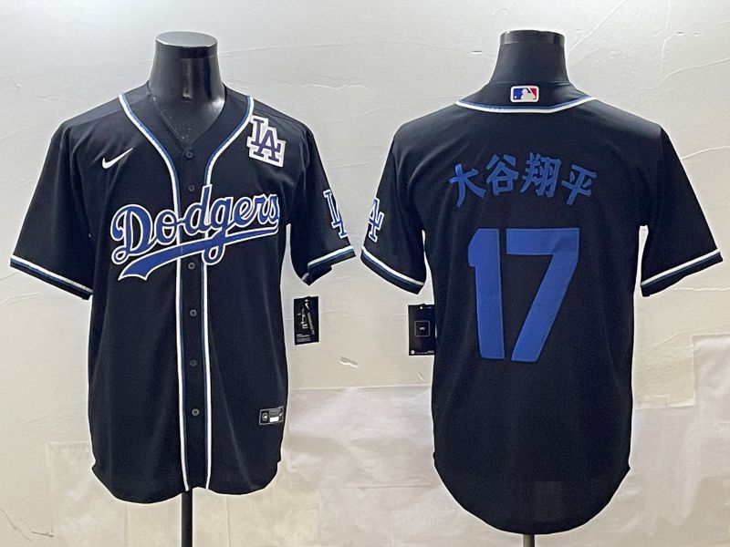 Men Los Angeles Dodgers 17 Ohtani Black blue Three generations Nike 2025 MLB Jersey style 25